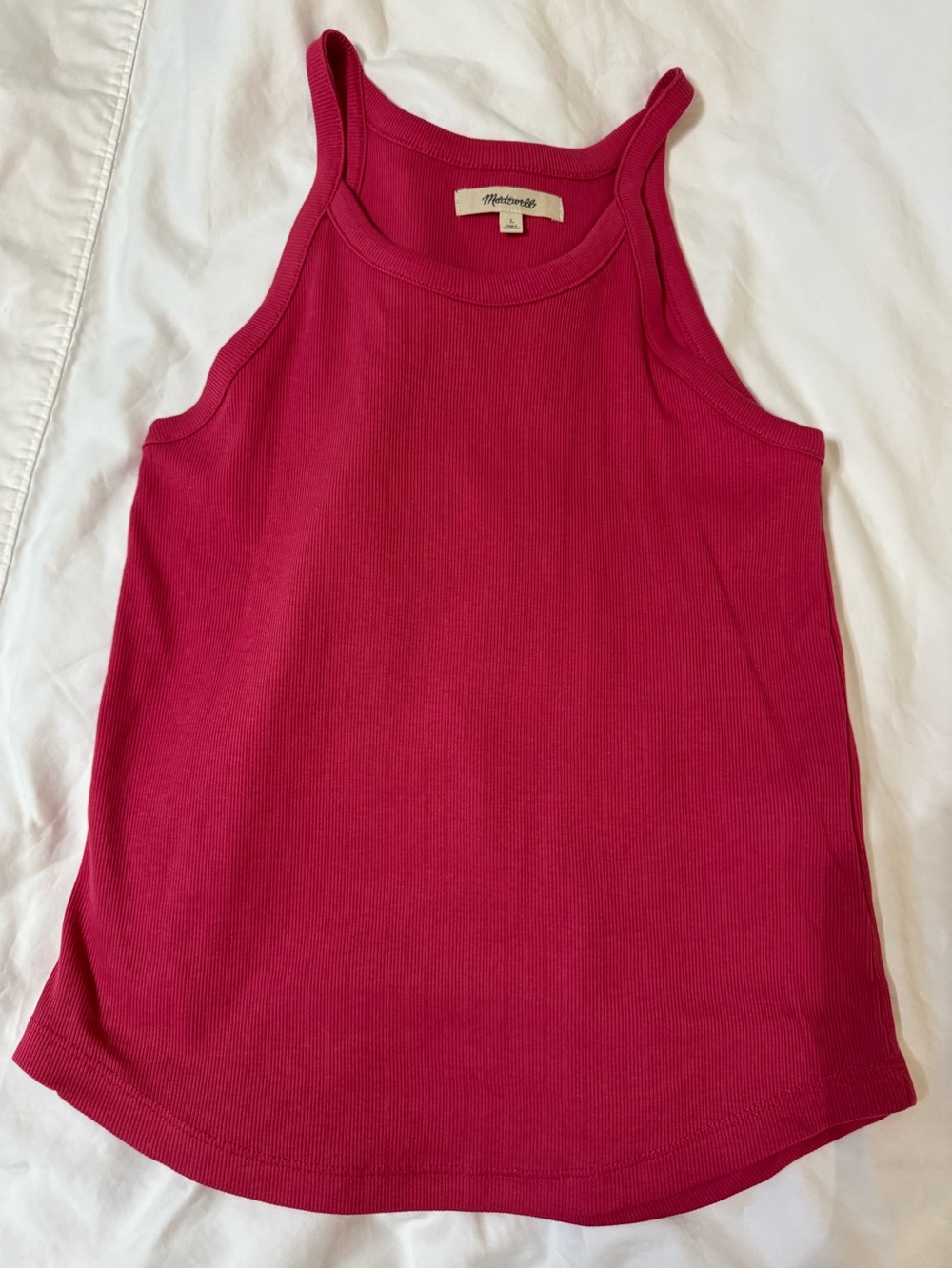 Madewell Fuchsia Ribbed Tank Top - Sleeveless Women's Tee